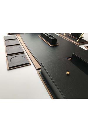 Siyah Deluxe Deri Ahşap Sümen Takımı