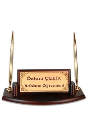 Lazer Ahşap Masa İsimlik 12 altın