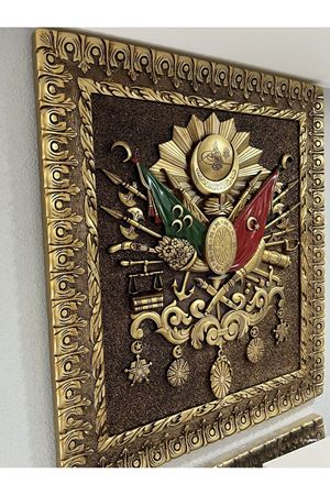 Fırsat Ürün Osmanlı Devlet Arması Gold Varak Üç Boyutlu Tablo Karbartmalı 1.Kalite Dev Boy 4 Kilo