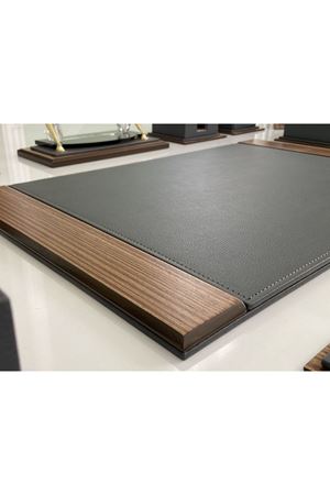 Ekstra Saatli + Ataşlıklı Başkanlık Deluxe Antrasit Gri Sümen Makam Takımı
