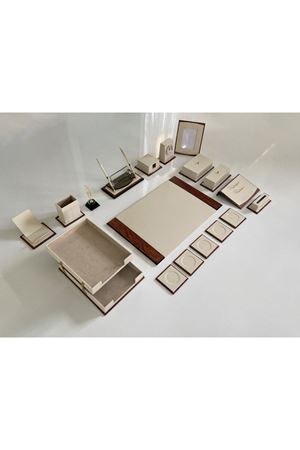 Ekstra Saatli + Ataşlıklı Başkanlık Deluxe Krem Sümen Makam Takımı