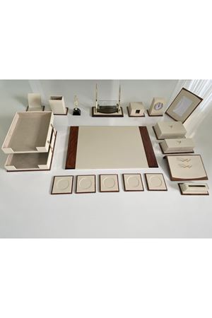 Ekstra Saatli + Ataşlıklı Başkanlık Deluxe Krem Sümen Makam Takımı