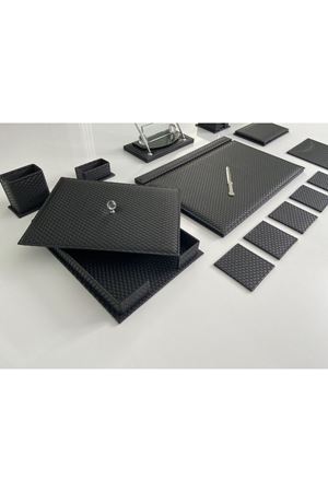 Siyah Ekose Business Sümen Takımı V.I.P Hand  Made