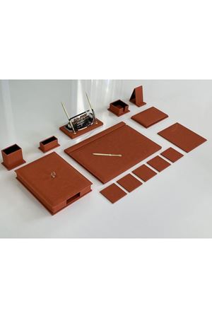 Jaguar Turuncu Sümen Seti Luxury Desk Set Hand Made