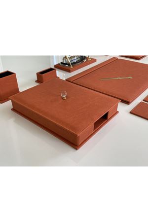 Jaguar Turuncu Sümen Seti Luxury Desk Set Hand Made