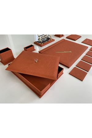 Jaguar Turuncu Sümen Seti Luxury Desk Set Hand Made