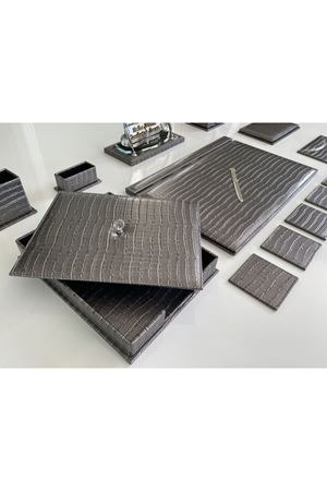 Gri Timsah Luxury Desk Set Sümenvadisi Hand Made