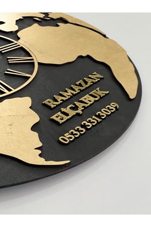 Altın Varak Eskitme Gold 60 cm Ahşap Saat