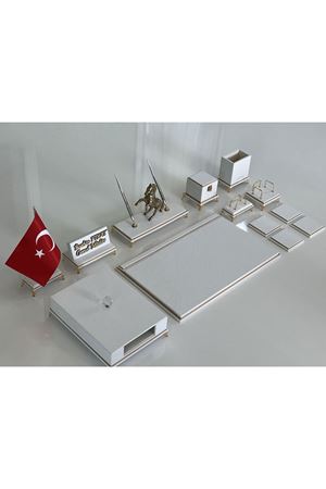 ÜST SEVİYE Sümenvadisi Beyaz Deluxe Deri Scrikss Markalı Kalem Saat Yüzük Kutulu
