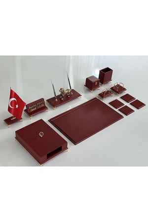 ÜST SEVİYE Sümenvadisi Bordo Deluxe Deri Scrikss Markalı Kalem Saat Yüzük Kutulu