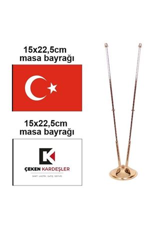 Sümenvadisi 2li Gold Stand Masa Bayrağı