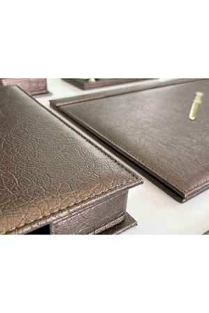 Kahve Bakır Damarlı Deri Sümen Makam Takımı Hand Made
