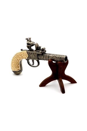 Biblo Ofis Süs Ürünü Metal ve Kemik  Ofis ürünü Süs Flintlock Pocket Pistol  London  1795 Replika Tabanca