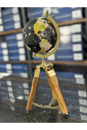 İNDİRİM Ahşap Metal Pirinç VIP Dünya Küresi 35cm (Avrupa İthal)