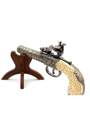 Biblo Ofis Süs Ürünü Metal ve Kemik  Ofis ürünü Süs Flintlock Pocket Pistol  London  1795 Replika Tabanca