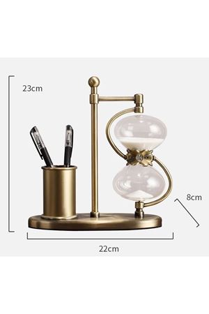 Bronz Kalemlikli Kum Saati (30 dakika) 23cm