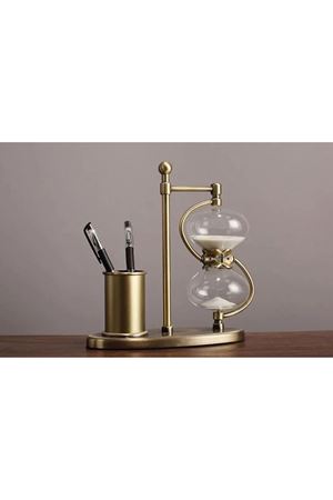 Bronz Kalemlikli Kum Saati (30 dakika) 23cm