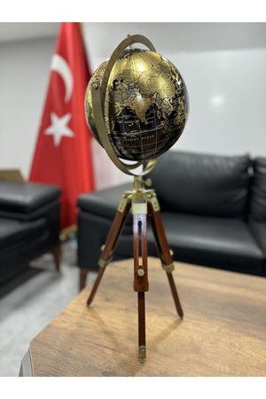 Siyah Lake Ahşap Dünya Küre VIP 62cm Avrupa İngiltere