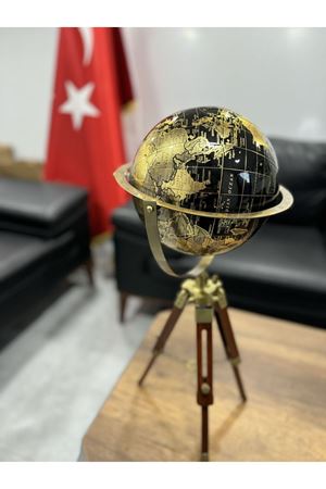 Siyah Lake Ahşap Dünya Küre VIP 62cm Avrupa İngiltere