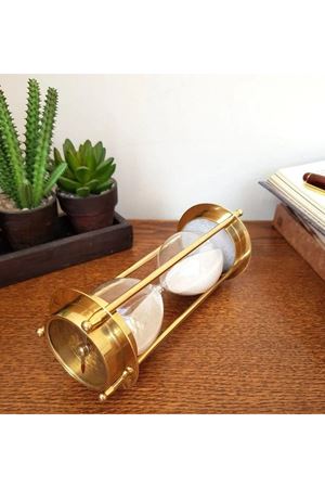 Pirinç üstü Pusulalı Kum Saati  17 cm Avrupa İthal