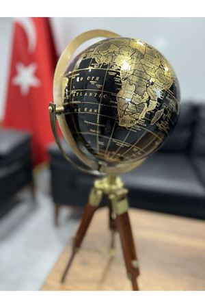Siyah Lake Ahşap Dünya Küre VIP 62cm Avrupa İngiltere