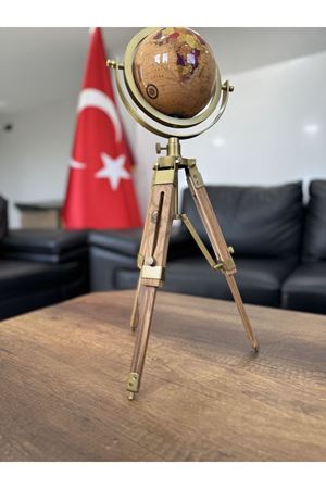 Orijinal Lüks 62cm Dünya Küre 1.Sınıf Ahşap Parlak Özel Küre Metal çerçeve İTHAL AVRUPA