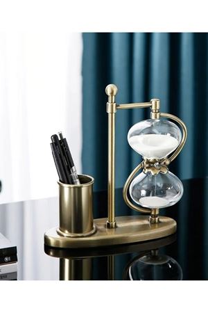 Bronz Kalemlikli Kum Saati (30 dakika) 23cm