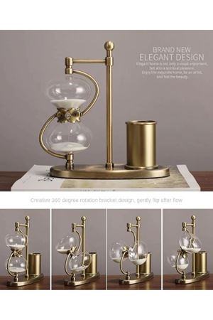 Bronz Kalemlikli Kum Saati (30 dakika) 23cm