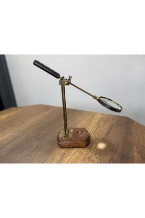 Pirinç Büyüteç Ahşap Metal Kasa 25cm (Avrupa İthal)