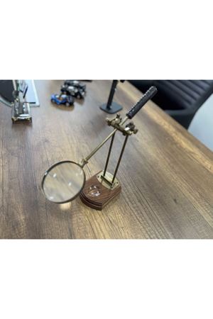 Pirinç Büyüteç Ahşap Metal Kasa 25cm (Avrupa İthal)