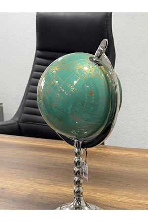Yeşil Gold Dünya Küresi 43cm Lake Metal Kaide altı Kadife (Avrupa İthal)