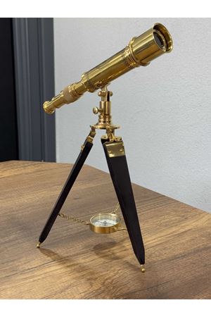 Pirinç Pusulalı Orjinal Dürbün Ahşap Ayaklı (Avrupa İthal) 33 cm