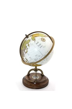 Pusulalı Dünya Küre 34Cm Ahşap Lake (Avrupa İthal)
