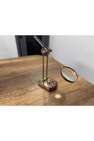 Pirinç Büyüteç Ahşap Metal Kasa 25cm (Avrupa İthal)