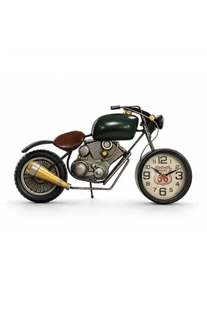 Motosiklet Tasarımlı Metal Duvar Saati