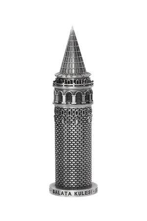 Galata Kulesi Metal Biblo Antik Gümüş (20 Cm) Kişiselleştirme