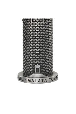 Galata Kulesi Metal Biblo Antik Gümüş (20 Cm) Kişiselleştirme