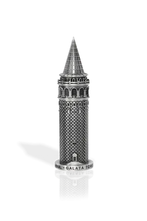 Galata Kulesi Metal Biblo Antik Gümüş (20 Cm) Kişiselleştirme