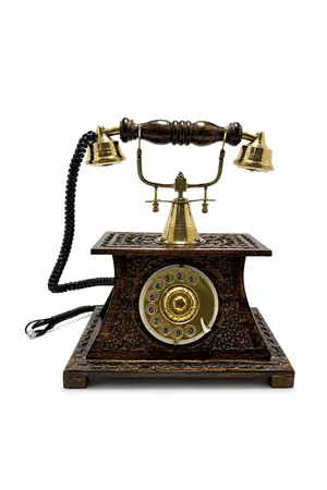 Ahşap Ve Pirinç Nostaljik Masa Telefonu