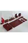 ÜST SEVİYE Sümenvadisi Bordo Deluxe Deri Scrikss Markalı Kalem Saat Yüzük Kutulu