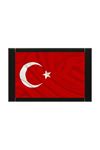 Deri Çerçeveli Resimli Makam Panosu Türk Bayrağı