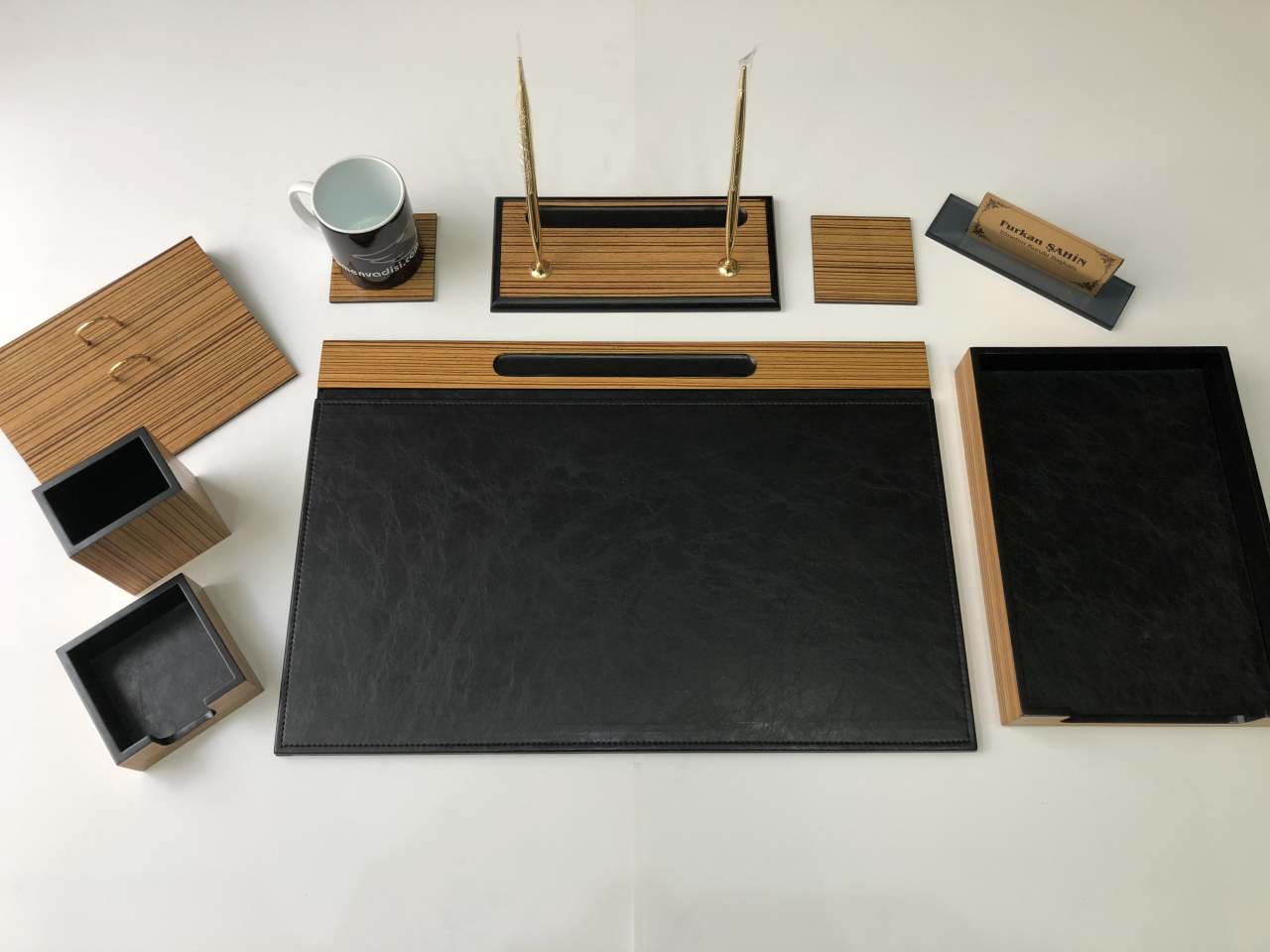 El Yapımı Ahşap Siyah Sümen Takımı Hand Made