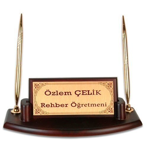 Lazer Ahşap Masa İsimlik 12 altın