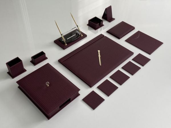 Bordo Baklava Desen El Sanatı V.I.P Sümen Seti Hand Made