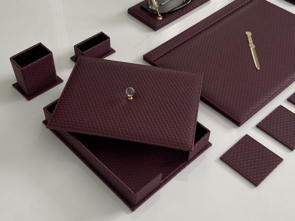 EL YAPIMI Bordo Baklava Desen El Sanatı V.I.P Sümen Seti Hand Made