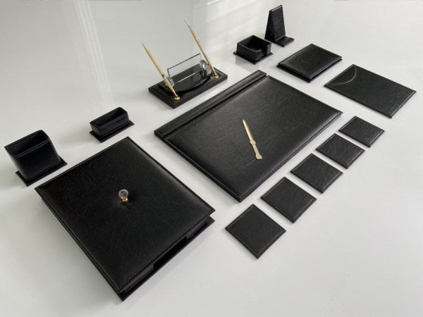 EL YAPIMI Acı Kahve  (Ketane Damarlı) Business Sümen Takımı V.I.P. Hand Made