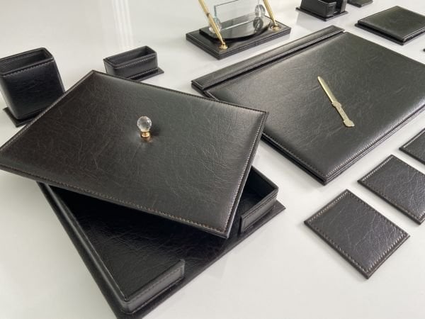 EL YAPIMI Acı Kahve  (Ketane Damarlı) Business Sümen Takımı V.I.P. Hand Made