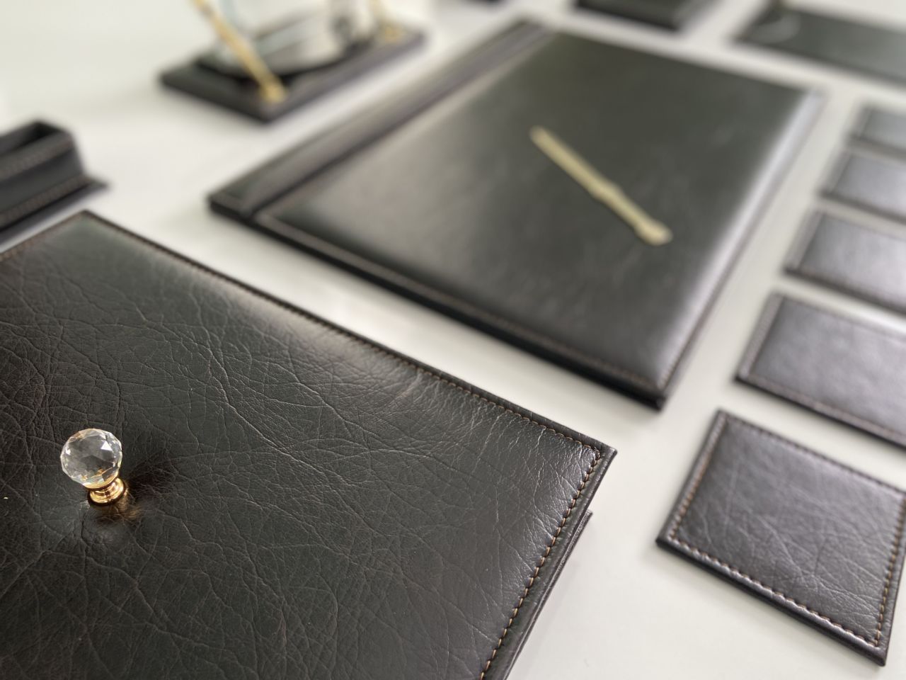 EL YAPIMI Acı Kahve  (Ketane Damarlı) Business Sümen Takımı V.I.P. Hand Made