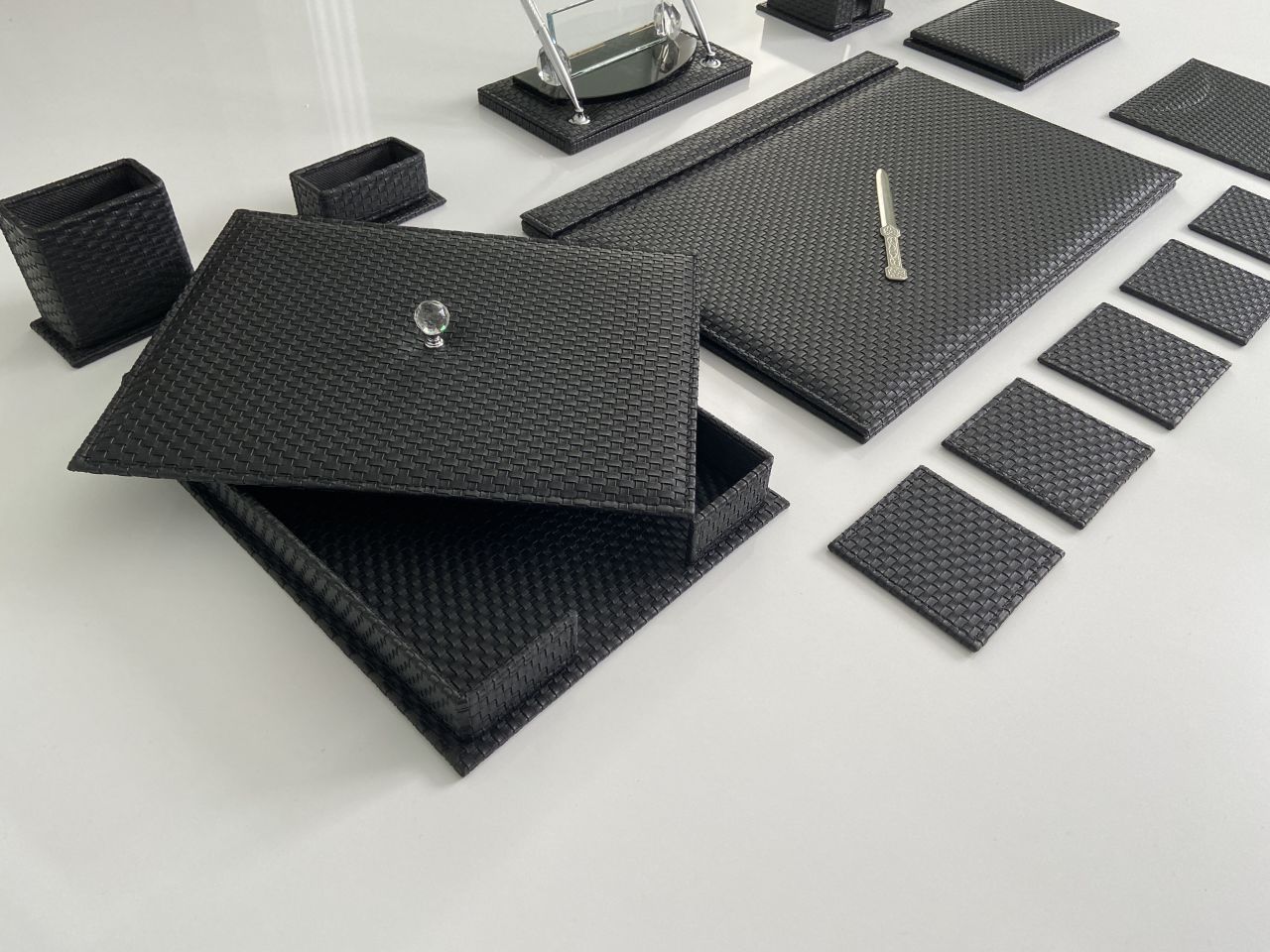 Siyah Ekose Business Sümen Takımı V.I.P Hand  Made