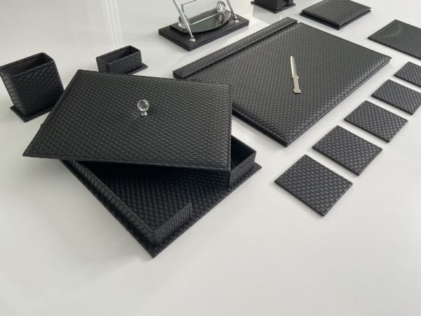 Siyah Ekose Business Sümen Takımı V.I.P Hand  Made